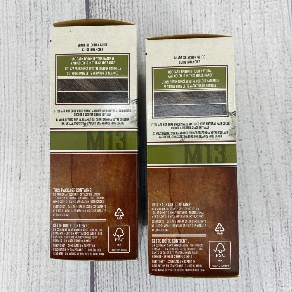 Clairol Natural Instincts For Men M13 DARK BROWN Hair Color Kit (Lot of 2)